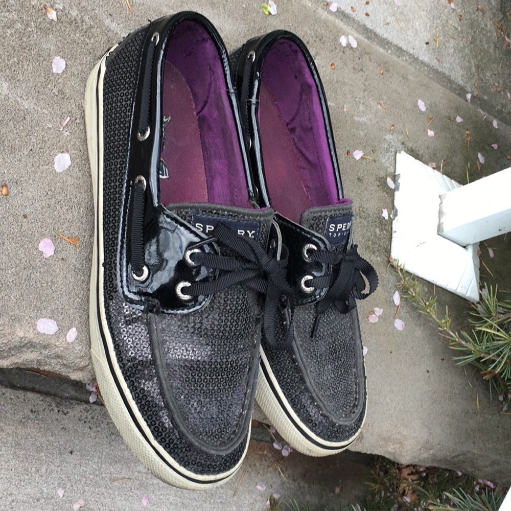 Sperry Top Sider Black Sequin Shoes
